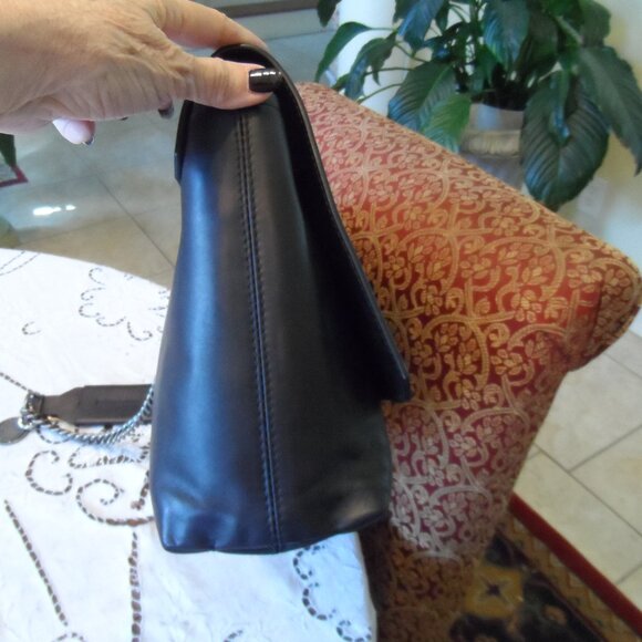 Lanvin Black Quilted/Smooth Leather Shoulder Bag w/ Gunmetal Chain Detail - Picture 5 of 16